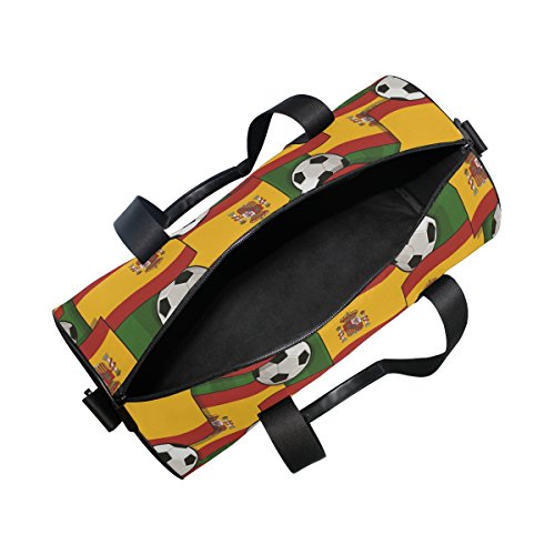 Mnsruu ISAOA Bolsa de Gimnasio España Fútbol Patrón Deportes Duffel Bolsa para Mujer Hombre