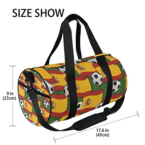 Mnsruu ISAOA Bolsa de Gimnasio España Fútbol Patrón Deportes Duffel Bolsa para Mujer Hombre