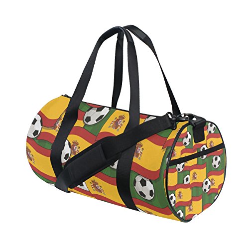 Mnsruu ISAOA Bolsa de Gimnasio España Fútbol Patrón Deportes Duffel Bolsa para Mujer Hombre