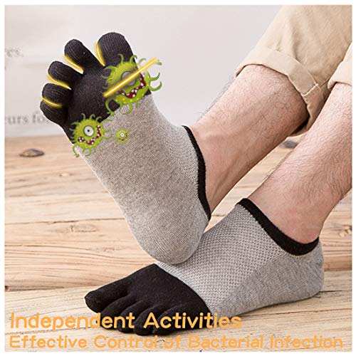 MOAMUN 5 Pares Calcetines Del Dedo Del Pie De Los Hombres De Algodón De Corte Bajo Liner Calcetines5 Calcetines Del Dedo Para Los Hombres Transpirables Y Suaves (gris)