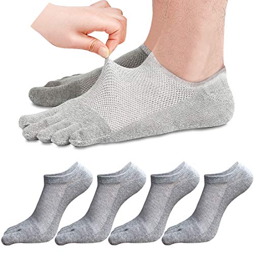 MOAMUN 5 Pares Calcetines Del Dedo Del Pie De Los Hombres De Algodón De Corte Bajo Liner Calcetines5 Calcetines Del Dedo Para Los Hombres Transpirables Y Suaves (gris)