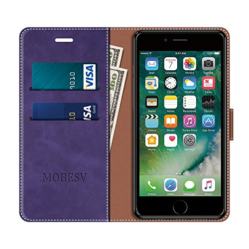 MOBESV Funda para iPhone 6S, Funda Libro iPhone 6S, Funda Móvil iPhone 6S Magnético Carcasa para iPhone 6S / iPhone 6 Funda con Tapa, Violeta/Rojo