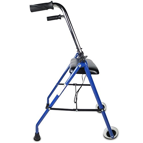 Mobiclinic, Modelo Emérita, Andador para ancianos, adultos, mayores o minusválidos, de acero, ligero, plegable, con asiento y 2 ruedas, Color Azul