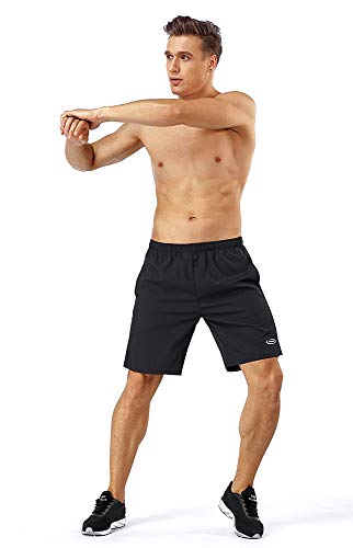 MOBIUSPHY Pantalon Corto Hombre Deporte, Pantalones Cortos Deportivo Shorts Deportivos Hombre Short Running Pantalón Corto Tenis Fitness Gym Verano Negro M