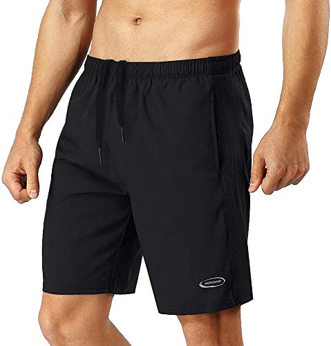 MOBIUSPHY Pantalon Corto Hombre Deporte, Pantalones Cortos Deportivo Shorts Deportivos Hombre Short Running Pantalón Corto Tenis Fitness Gym Verano Negro M