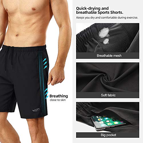 MOBIUSPHY Pantalon Corto Hombre Deporte, Pantalones Cortos Deportivo Shorts Deportivos Hombre Short Running Pantalón Corto Tenis Fitness Gym Verano Negro M