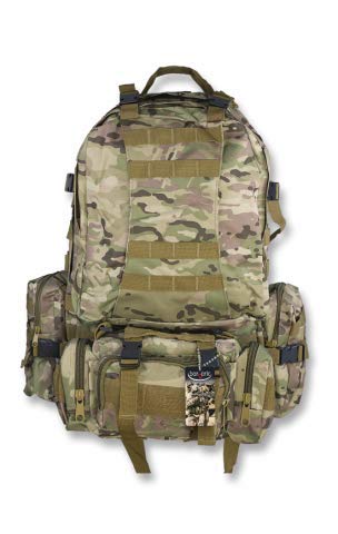 Mochila Barbaric Camo 50L para Senderismo, Acampada, montañismo, Caza, Aire Libre, Ciclismo multifunción Nailon Barbaric Force 34881-CP + Portabotellas de regalo