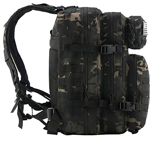 Mochila táctica de 45 l, para senderismo, ciclismo, escalada, unisex(camuflaje negro CP)