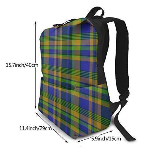 Mochila unisex de Tartan Pik Mills para estudiantes universitarios, libros de viaje, computadora portátil, mochila escolar al aire libre