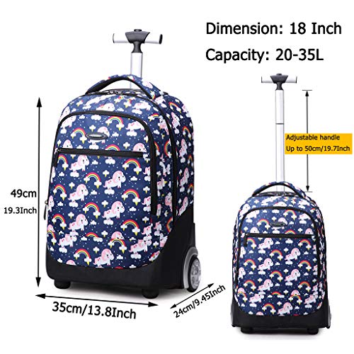 Mochilas Escolares con Ruedas, Mochila Escolar para Niños con Rueda Gran Capacidad Maleta Infantil Caja Trolley, Equipaje De Bolsillo De La Escuela Portátil, A