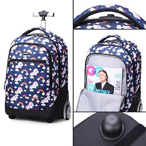 Mochilas Escolares con Ruedas, Mochila Escolar para Niños con Rueda Gran Capacidad Maleta Infantil Caja Trolley, Equipaje De Bolsillo De La Escuela Portátil, A