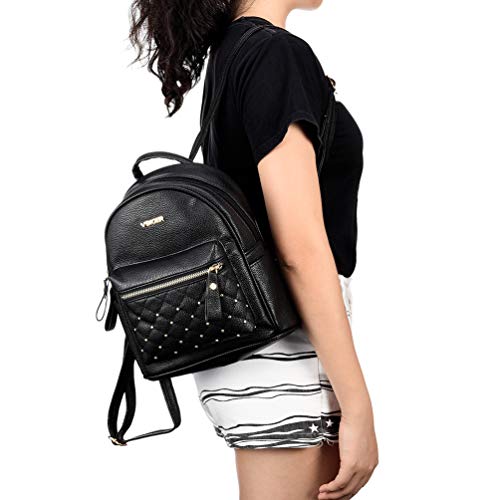 Mochilas Mujer Pequeñas de Cuero Negro Mochila Casual Mujer Moda 2 en 1 para Ocio Viaje