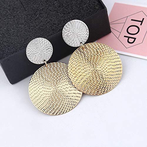 Moda exagerada colgante tamaño círculo disco pendientes temperamento femenino personalidad color a juego bump oreja oído stud joyería del oído