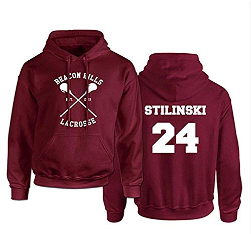 Moda Sudaderas con Capucha Hombre Hoodie Sudadera Lacrosse de Beacon Hills Stilinski Lahey MCCALL Sweatshirt Outerwear Tops (M, Rojo Stilinski 24)