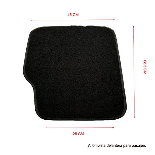 MODAUTO Alfombrillas Antideslizantes para Coche, Talonera de Goma Reforzada, 4 Elementos, Tela, Color Negro, G864