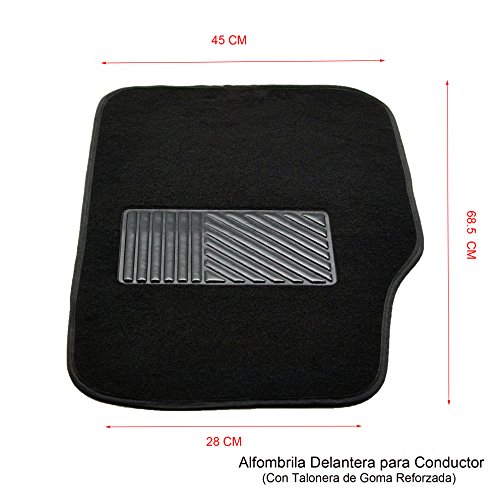 MODAUTO Alfombrillas Antideslizantes para Coche, Talonera de Goma Reforzada, 4 Elementos, Tela, Color Negro, G864