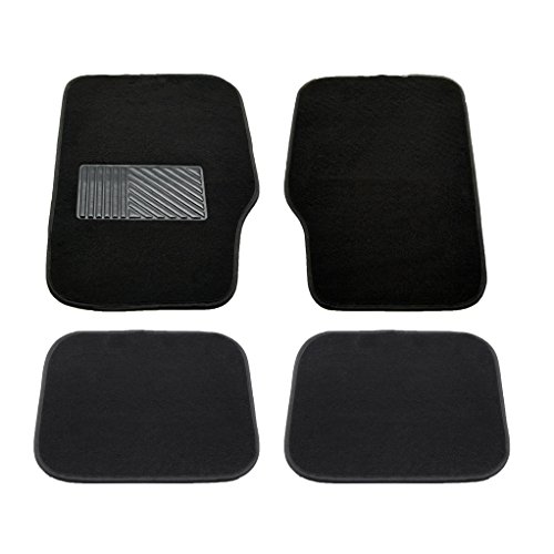 MODAUTO Alfombrillas Antideslizantes para Coche, Talonera de Goma Reforzada, 4 Elementos, Tela, Color Negro, G864