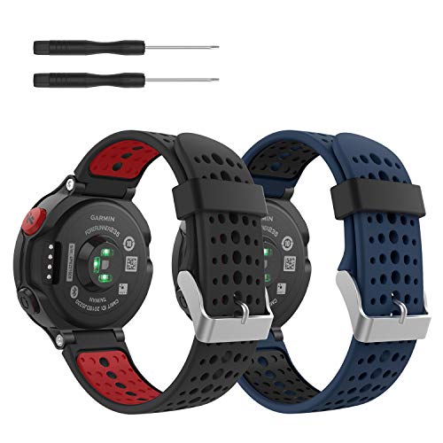 MoKo Correa para Garmin Forerunner 235, (2PCS) Banda de Reemplazo de Suave Silicona para Garmin Forerunner 235/220 / 230/620 / 630/735 Smart Watch, Pulseras de 2 Piezas - Multicolor 1