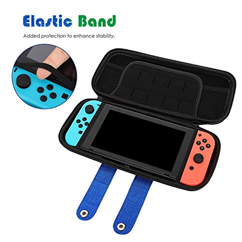 MoKo Funda Compatible con Nintendo Switch, Mario Estuche de EVA + PU Portátil Ligero Protector para el Panel del Control de Nintendo Switch con 10 Puestos de Cartucho de Juego – Verde + Azul