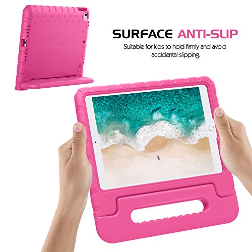 MoKo Funda para New iPad 10.2 2019 / iPad Air (3rd Generation) 10.5" 2019 - Portátil Shock Proof Lightweight Kids Protector Parachoque Cover Case con Manija - Magenta