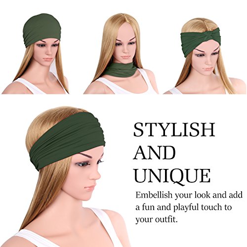 MoKo Headband Bandana - Pañuelo Deportivo Multifuncional Cinta / Bragas de Cabeza y Cuello para Fitness, Ejercicio， Correr, Yoga, Moda y Más, Verde Militar ( Hombres & Mujeres)