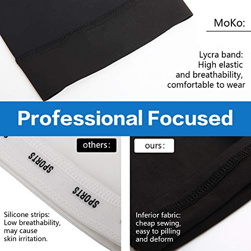 MoKo Mangas del Brazo con Protección UV, Solar UPF 50-Protección Cubierta de Tatuajes de Brazo de Mangas para Mujeres, Hombres para Golf, Ciclismo, Pesca, Baloncesto, Voleibol, Tamaño XL - Negro