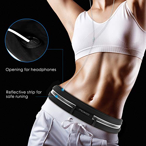 MoKo Riñoneras Belt Universal - Deportivo Cinturón de Correr con Cremallera y Prueba de Sudor para Ejercicios, Fitness, Gimnasio para iPhone XS/XS MAX/XR Galaxy S10 S10 Plus S10e, Negro