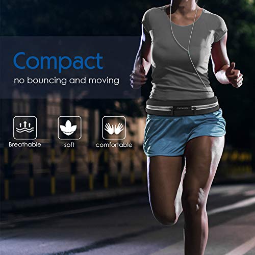 MoKo Riñoneras Belt Universal - Deportivo Cinturón de Correr con Cremallera y Prueba de Sudor para Ejercicios, Fitness, Gimnasio para iPhone XS/XS MAX/XR Galaxy S10 S10 Plus S10e, Negro