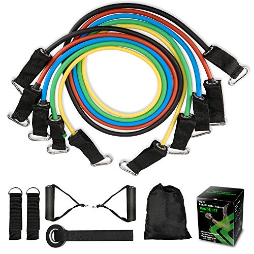 Molbory Bandas de Resistencia 11 Piezas,Juego de Bandas de Resistencia para Fitness,Bandas Ejercicio,Set de Bandas de Resistencia,Bandas Elásticas Fitness para Ejercicios Musculares, Yoga