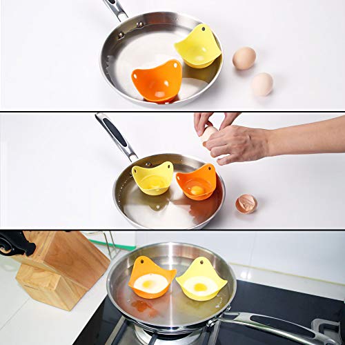 Moldes de silicona para escalfar huevos, utensilios de cocina para microondas, cacerola o vaporizador 4 piezas