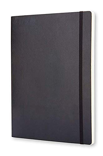 Moleskine - Cuaderno Clásico con Páginas Lisas, Tapa Blanda y Goma Elástica, Negro (Black), Tamaño Extra Grande, 192 Páginas