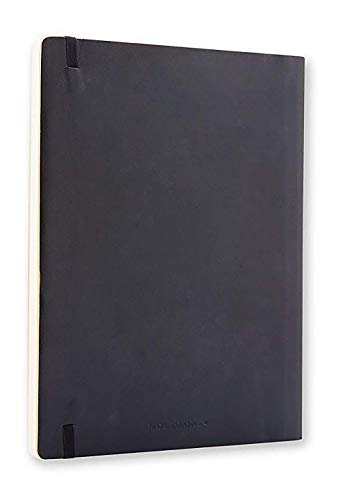 Moleskine - Cuaderno Clásico con Páginas Lisas, Tapa Blanda y Goma Elástica, Negro (Black), Tamaño Extra Grande, 192 Páginas