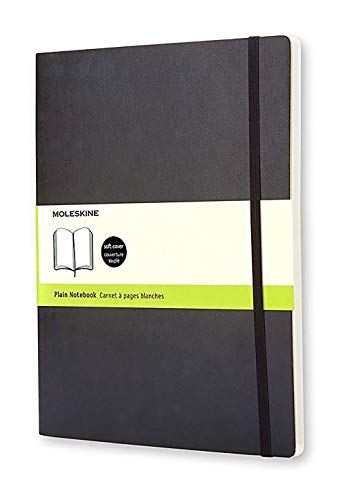 Moleskine - Cuaderno Clásico con Páginas Lisas, Tapa Blanda y Goma Elástica, Negro (Black), Tamaño Extra Grande, 192 Páginas