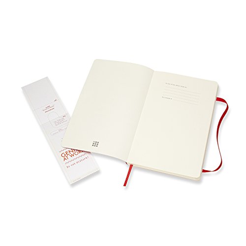 Moleskine - Cuaderno Clásico con Páginas Lisas, Tapa Blanda y Goma Elástica, Rojo (Red), Tamaño Grande, 192 Páginas