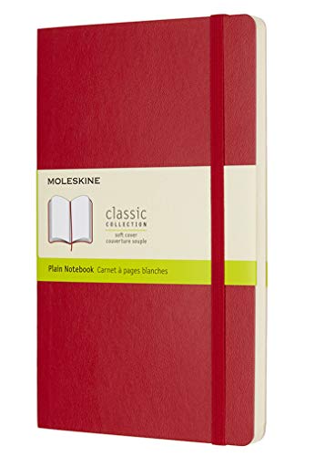 Moleskine - Cuaderno Clásico con Páginas Lisas, Tapa Blanda y Goma Elástica, Rojo (Red), Tamaño Grande, 192 Páginas