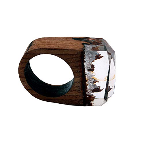 Monbedos - Anillo de Resina Azul para Mujer, Anillo de Madera, Accesorios de joyería para Mujer