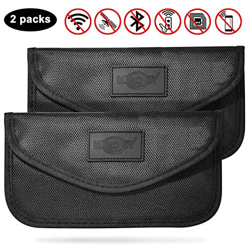 MONOJOY - Bolsa para llaves de coche, 2 unidades Faraday, bloqueador de señales para llaves de coche, RFID Key Pouch Bloques RFID/WIFI/GSM/LTE/NFC/RF