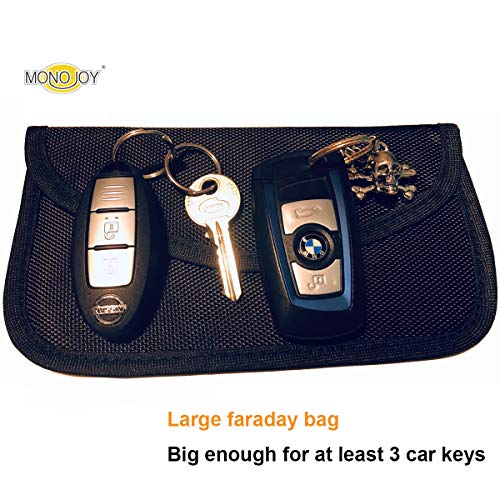 MONOJOY - Bolsa para llaves de coche, 2 unidades Faraday, bloqueador de señales para llaves de coche, RFID Key Pouch Bloques RFID/WIFI/GSM/LTE/NFC/RF