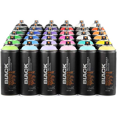 MONTANA CANS BLACK RAIMBOW PACK 36 COLORES MATE GRAFFITI ART MURAL SPRAY PAINT