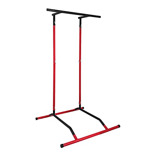 Moracle 150kg Barra de Dominadas Pull Up Dominadas Estación de Energía Multifuncional en Casa 200cm Torre de Ejercicios Barra Dominadas Portatil (Negro y Rojo sin Bolsa)