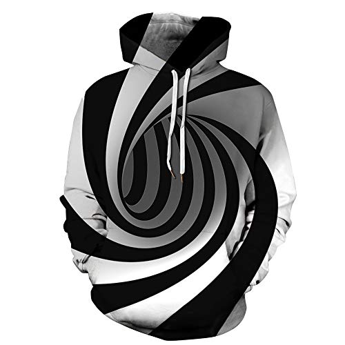 Morbuy Sudaderas con Capucha Impresas 3D Unisex con Bolsillos, Creativo Hombre Mujer Ocio Manga Larga Hoodies Pullover Moda Tops Deportes Sweatshirt (L/XL, Circulo Negro)