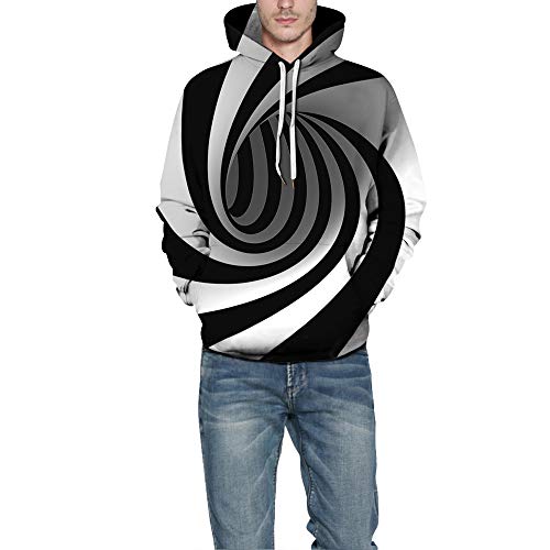 Morbuy Sudaderas con Capucha Impresas 3D Unisex con Bolsillos, Creativo Hombre Mujer Ocio Manga Larga Hoodies Pullover Moda Tops Deportes Sweatshirt (L/XL, Circulo Negro)