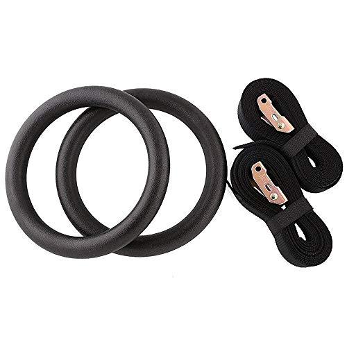 MorNon Un Par de Anillos de Gimnasia Anillos de Gimnasia Olímpica Anillo de Entrenamiento Gimnástico Músculos de Entrenamiento Fuerza de Entrenamiento Capacidad de Carga es de 400kg Negro