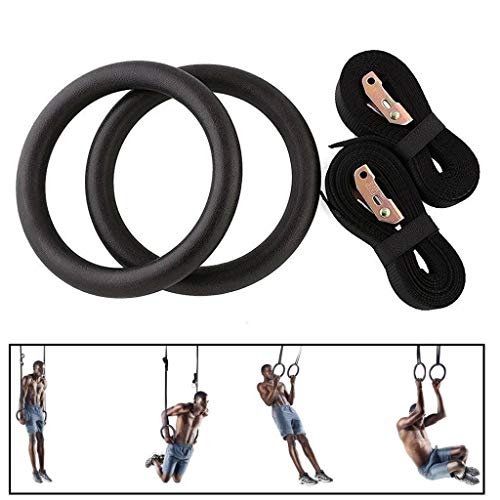 MorNon Un Par de Anillos de Gimnasia Anillos de Gimnasia Olímpica Anillo de Entrenamiento Gimnástico Músculos de Entrenamiento Fuerza de Entrenamiento Capacidad de Carga es de 400kg Negro