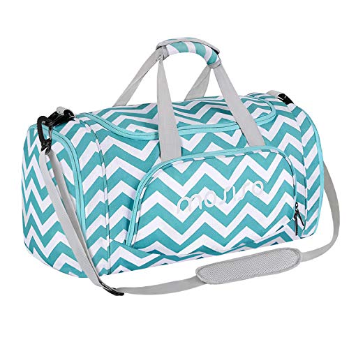 MOSISO Bolsas de Gimnasio Tejido de Poliéster Plegable de Viaje Durante la Noche Duffels Ligero Deportivo Deportes Camping Hombro Bolso para Hombres y Mujeres, Chevron Caliente Azul