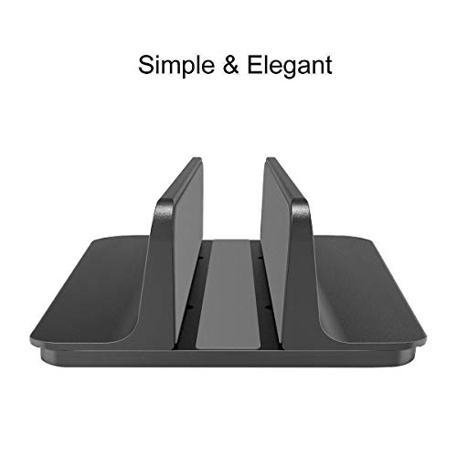 MOSISO Laptop Stand Vertical, Soporte de Escritorio de Aleación de Aluminio Muelle para Ahorrar Espacio Compatible con iPad Pro/MacBook Air/MacBook Pro/Surface Pro y Otro Portátil, Negro