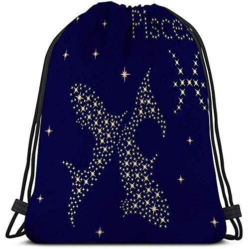 MOTALIN Mochila con Cordón,Bolsa De Gimnasio,Gym Bag,Bolsa De Almacenamiento Deportivo Signo del Zodiaco Piscis Cielo Estrellado Signo del Zodiaco Piscis Cielo Estrellado