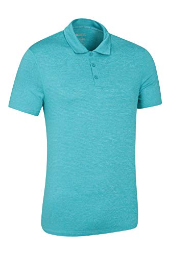 Mountain Warehouse Agra Agra rayó la Camiseta del Polo de Mens - te UV de la protección, Tapa del Verano de Wicking del Sudor, Peso Ligero, Camiseta Ocasional Azul Brillante M