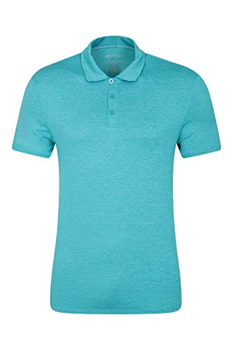 Mountain Warehouse Agra Agra rayó la Camiseta del Polo de Mens - te UV de la protección, Tapa del Verano de Wicking del Sudor, Peso Ligero, Camiseta Ocasional Azul Brillante M