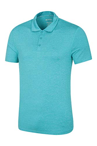 Mountain Warehouse Agra Agra rayó la Camiseta del Polo de Mens - te UV de la protección, Tapa del Verano de Wicking del Sudor, Peso Ligero, Camiseta Ocasional Azul Brillante M